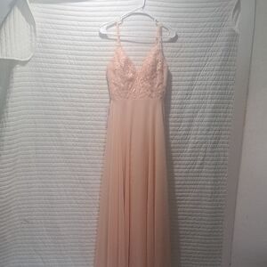 Azazie Blush Lace Maxi Dress